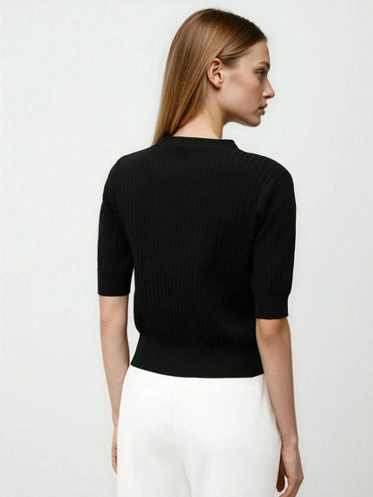 V Neck Knit Sweater for Warmth and Versatile Office Wear