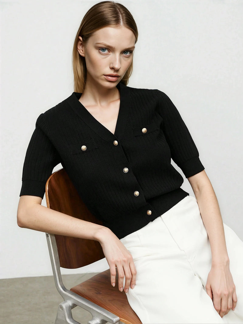 V Neck Knit Sweater for Warmth and Versatile Office Wear