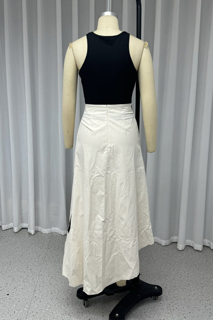 Street Pocket Irregular O Neck Sleeveless Two Pieces
