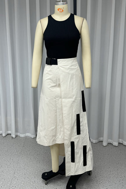 Street Pocket Irregular O Neck Sleeveless Two Pieces