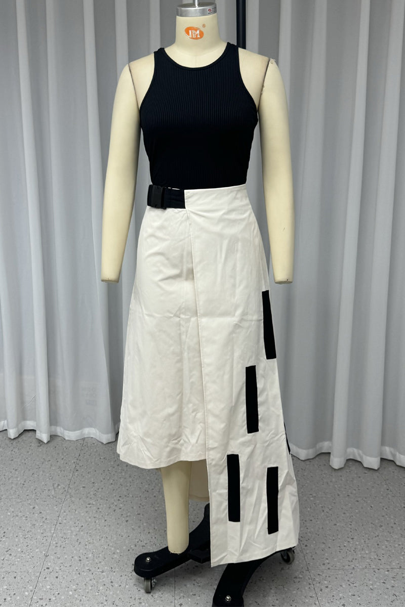 Street Pocket Irregular O Neck Sleeveless Two Pieces