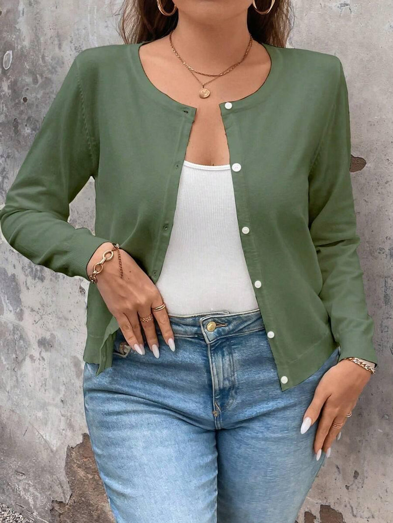 Cardigan Apricot Long Sleeve Single Breasted Cozy