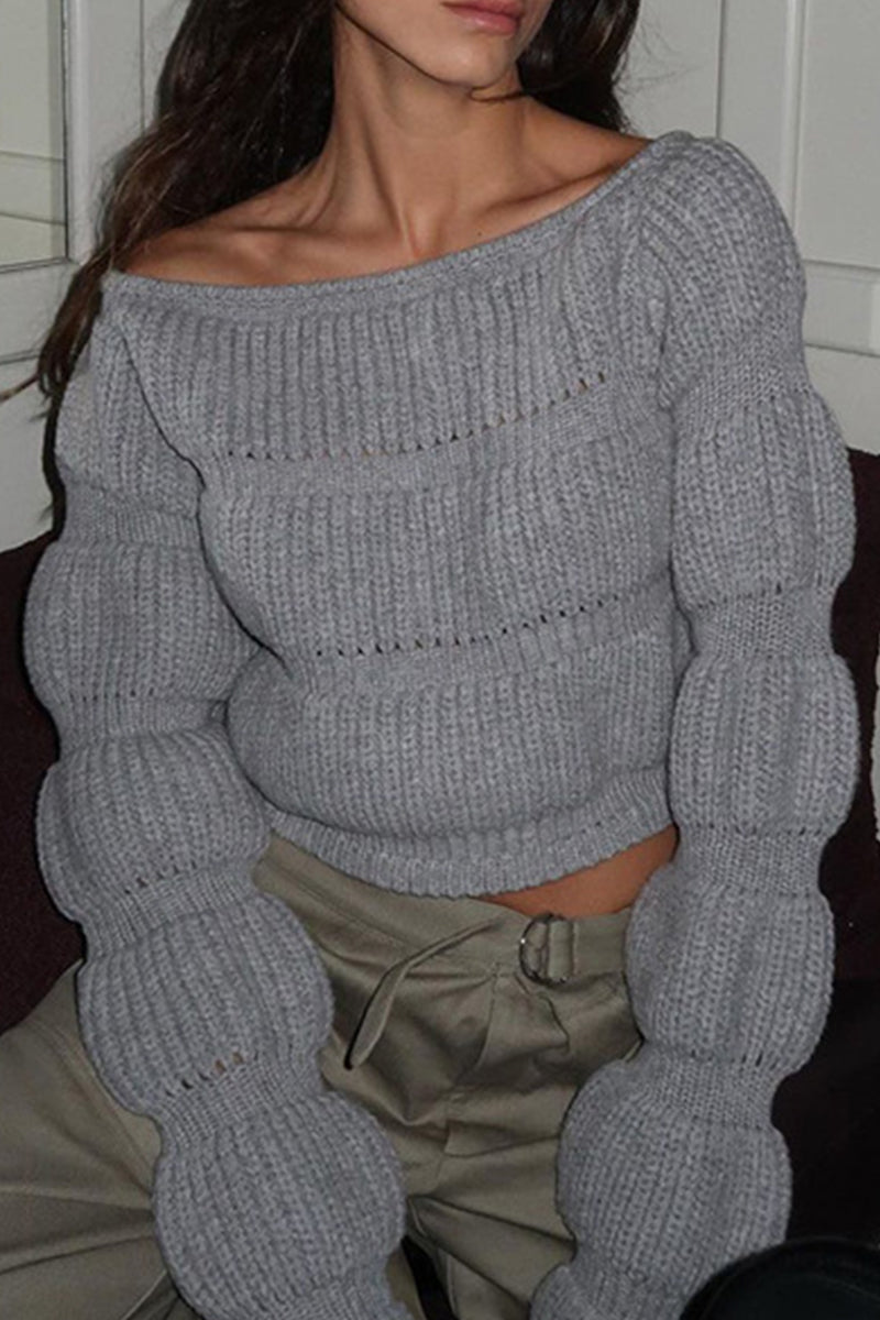 Patchwork Off Shoulder Sweaters