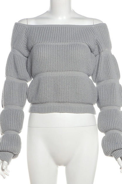 Patchwork Off Shoulder Sweaters