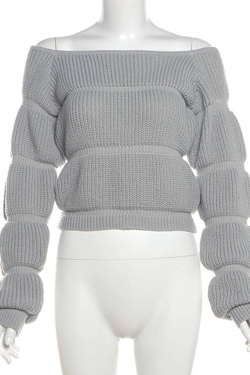 Patchwork Off Shoulder Sweaters