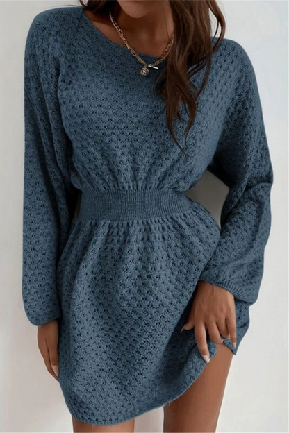 Hook Flower O Neck Waist Skirt Dresses