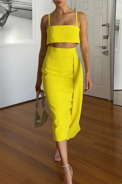Ruched Square Neck Sleeveless Two Pieces