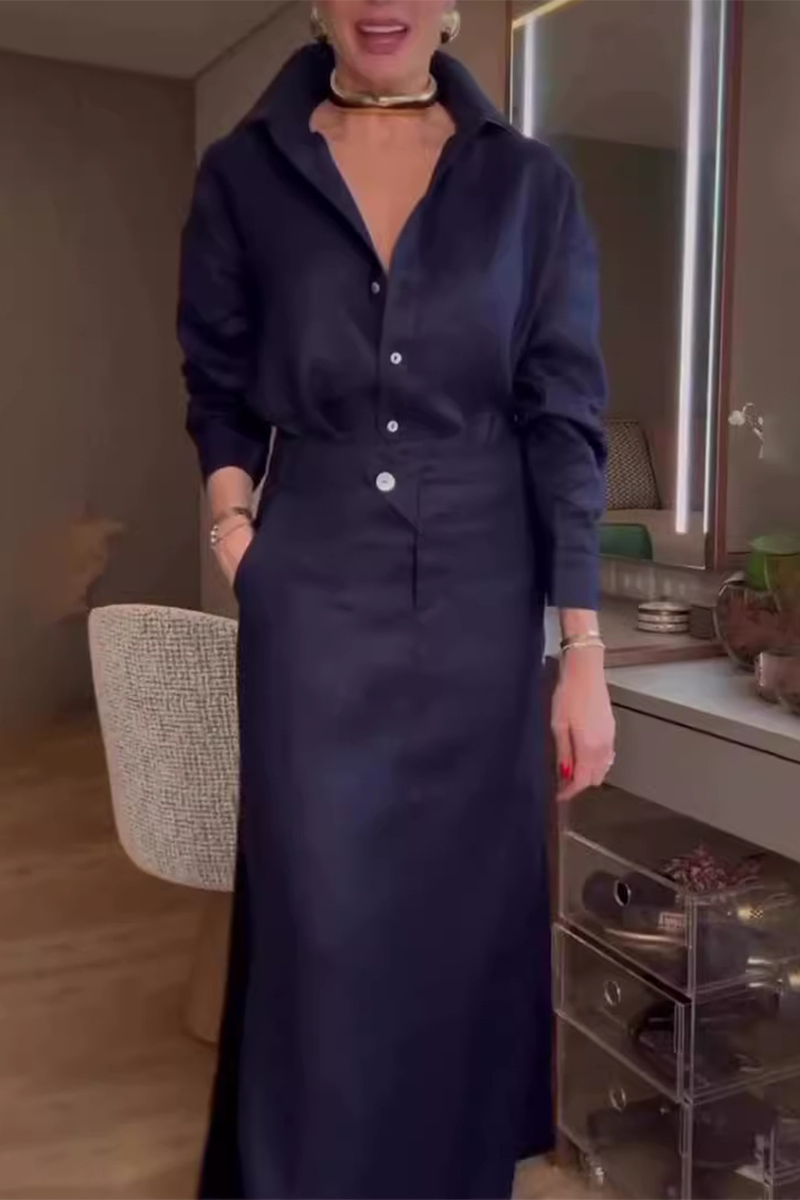With Belt Turndown Collar Three Quarter Two Pieces