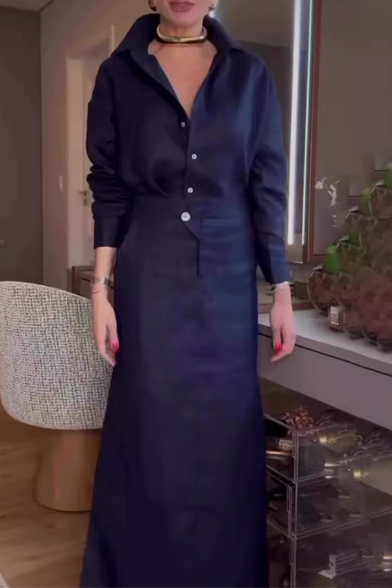 With Belt Turndown Collar Three Quarter Two Pieces