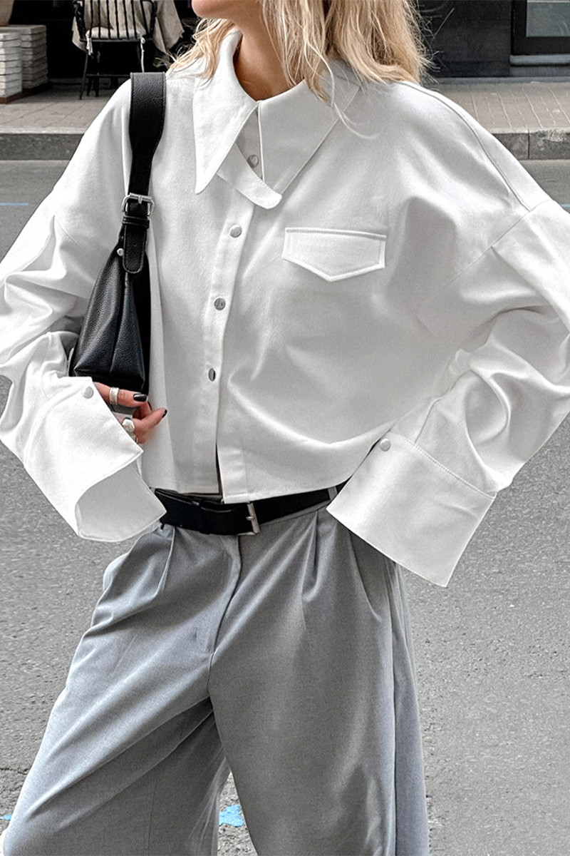 Daily Buttons Turndown Collar Blouses