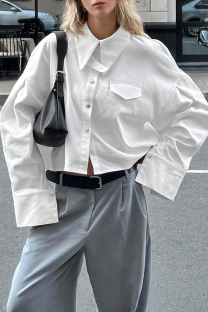 Daily Buttons Turndown Collar Blouses