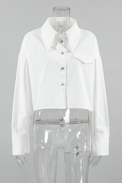 Daily Buttons Turndown Collar Blouses