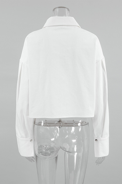 Daily Buttons Turndown Collar Blouses