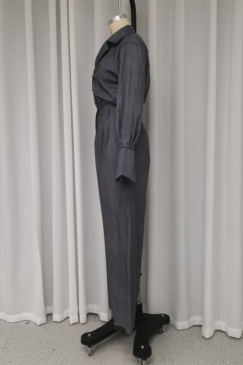 Pocket Turndown Collar Long Sleeve Two Pieces