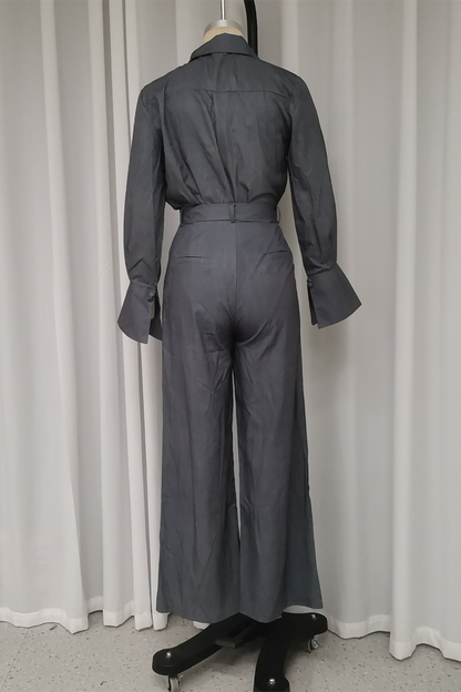 Pocket Turndown Collar Long Sleeve Two Pieces