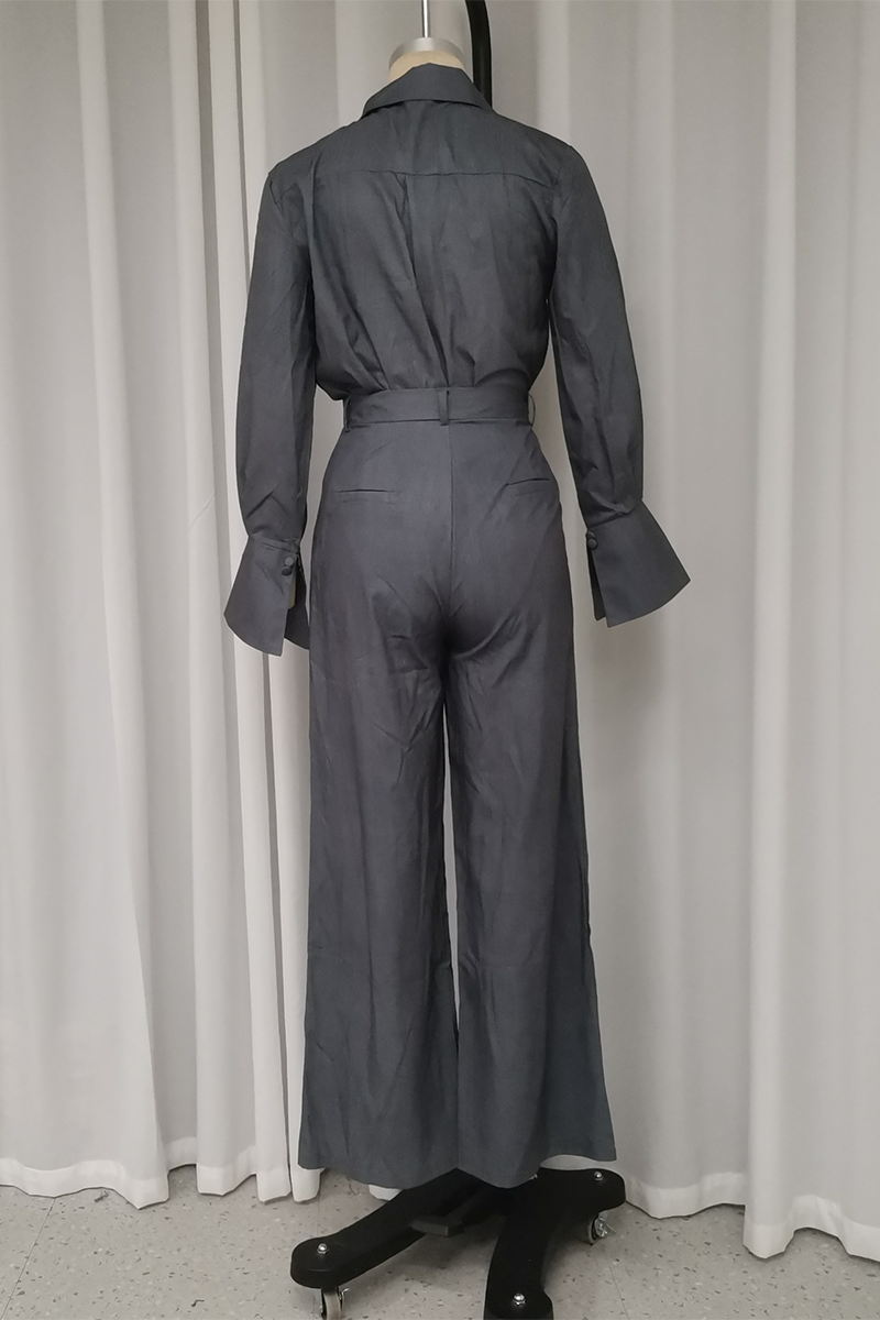 Pocket Turndown Collar Long Sleeve Two Pieces