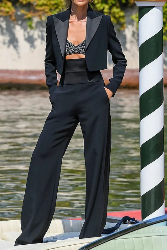Street Pocket Turn-back Collar Long Sleeve Two Pieces