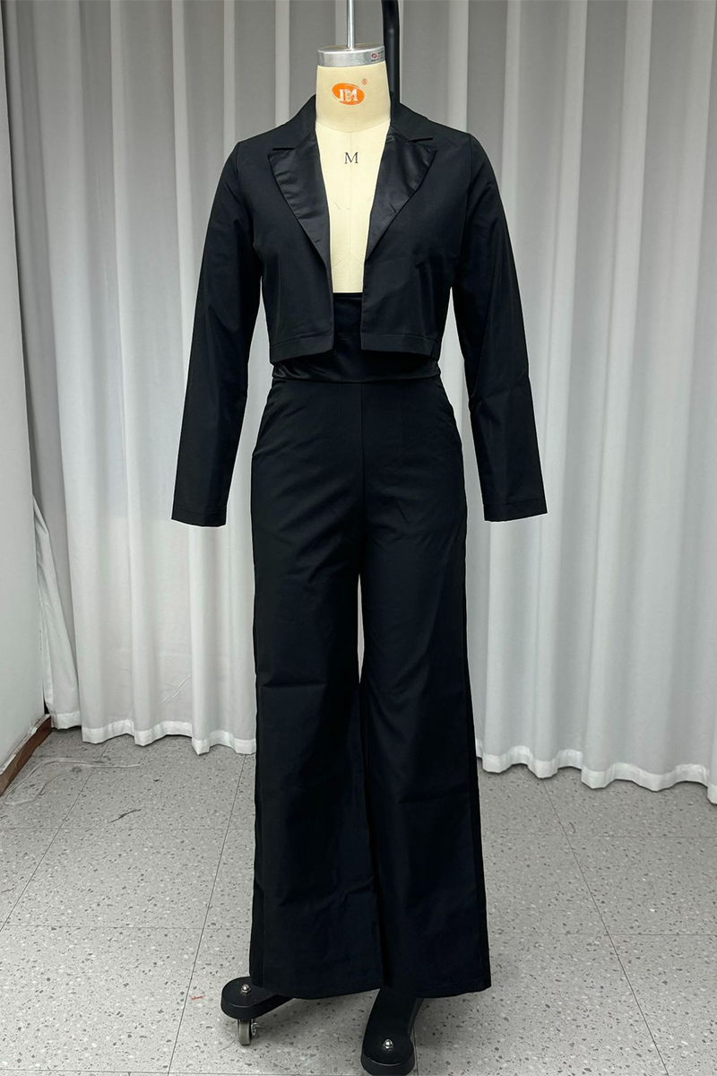 Street Pocket Turn-back Collar Long Sleeve Two Pieces