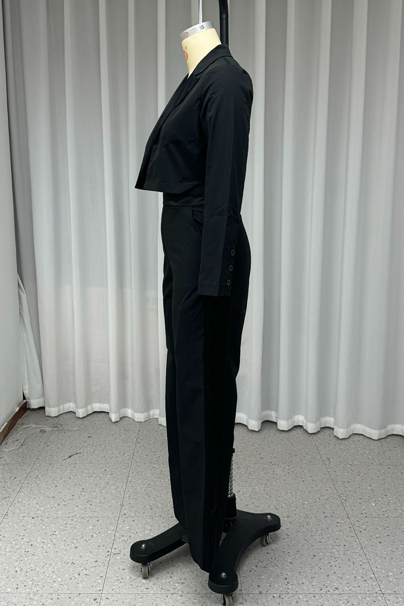 Street Pocket Turn-back Collar Long Sleeve Two Pieces