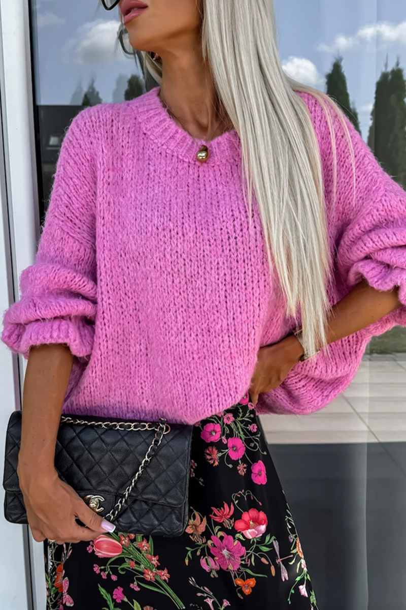 Ruffle Weave O Neck Sweaters(4 Colors)