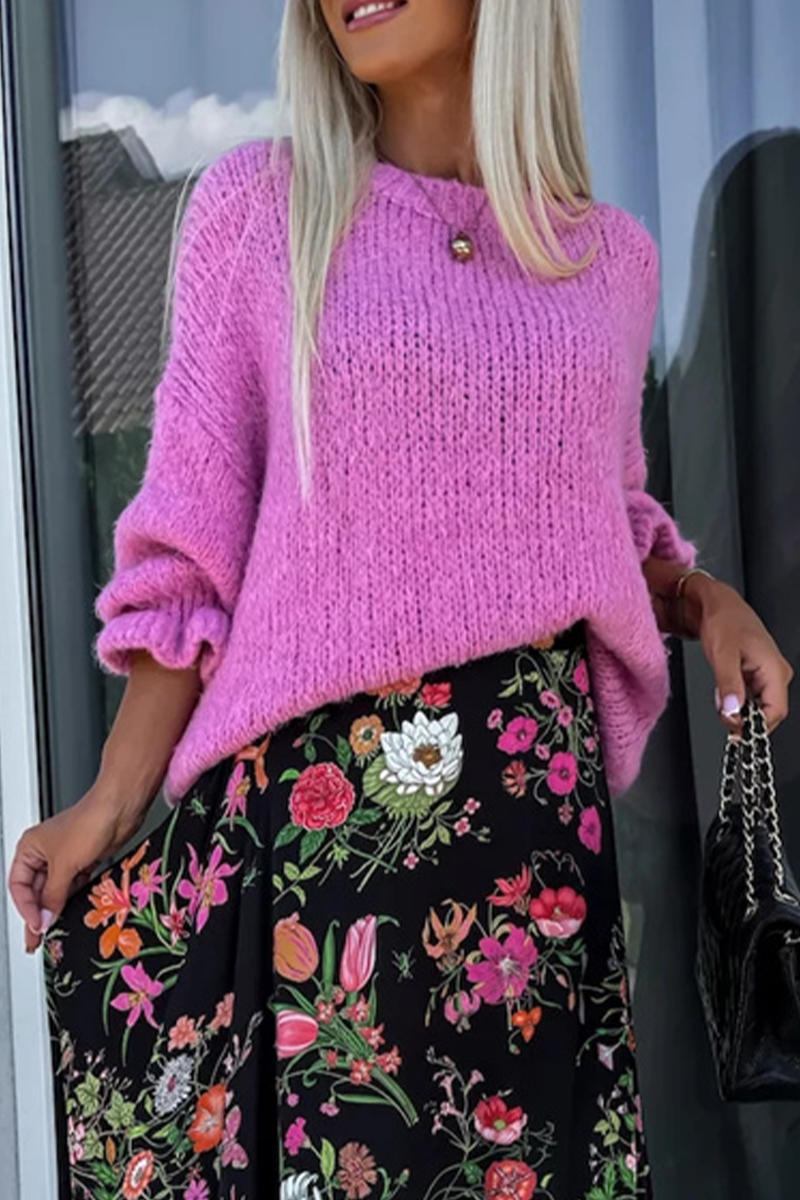 Ruffle Weave O Neck Sweaters(4 Colors)