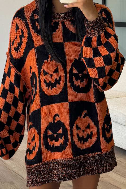 Colorblock Weave Contrast O Neck Sweaters