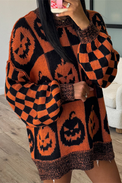 Colorblock Weave Contrast O Neck Sweaters