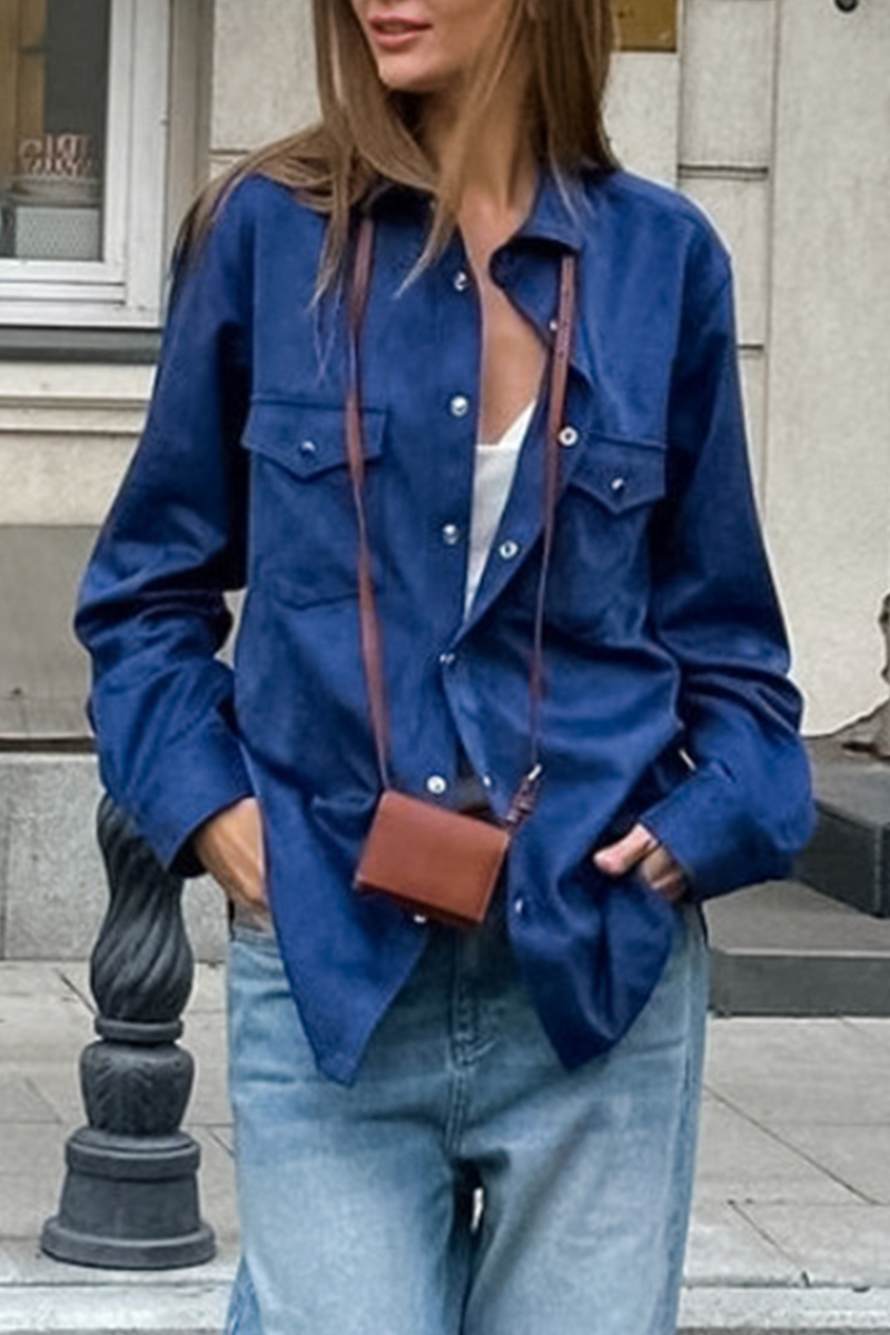 Daily Buttons Turndown Collar Blouses