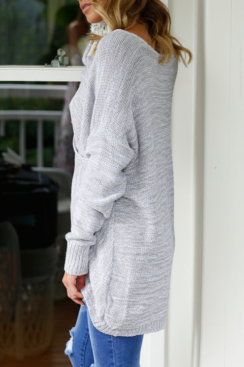 Color Patchwork V Neck Sweaters
