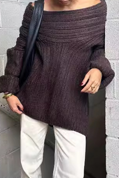 Color Irregular Potholes Off Shoulder Sweaters(5 Colors)