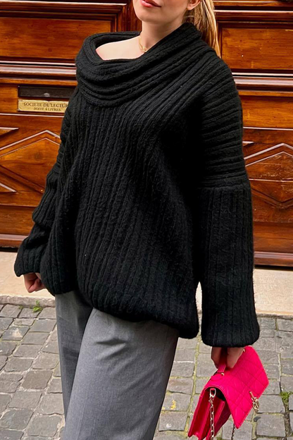 Color Irregular Potholes Off Shoulder Sweaters(5 Colors)