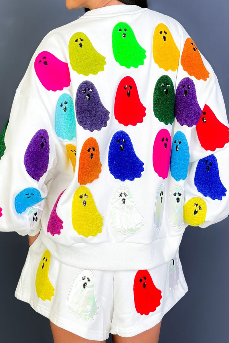 Daily Ghost Pocket Patchwork Contrast O Neck Long Sleeve Two Pieces