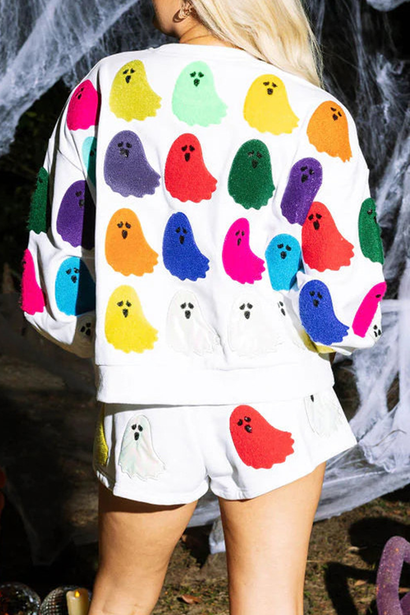 Daily Ghost Pocket Patchwork Contrast O Neck Long Sleeve Two Pieces