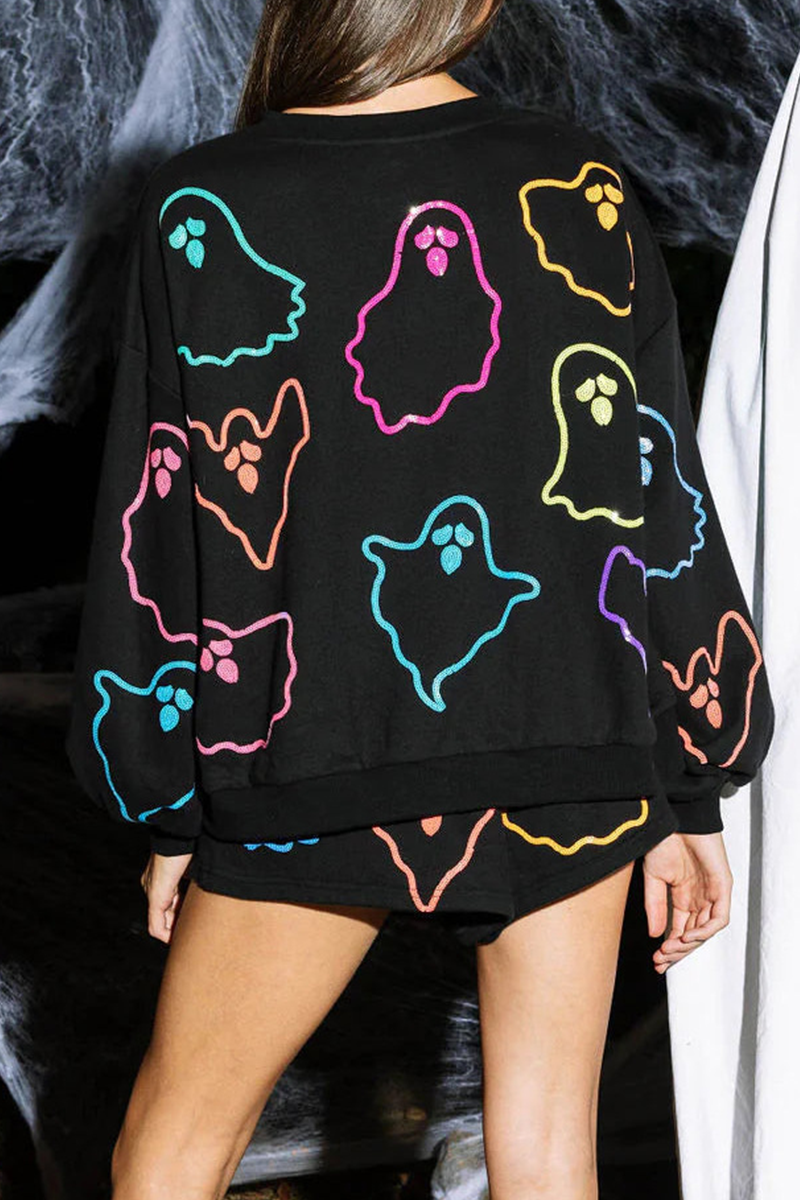 Daily Ghost Pocket Patchwork Contrast O Neck Long Sleeve Two Pieces