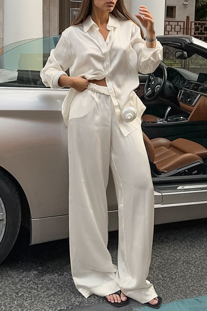 Street Buttons Turndown Collar Long Sleeve Two Pieces