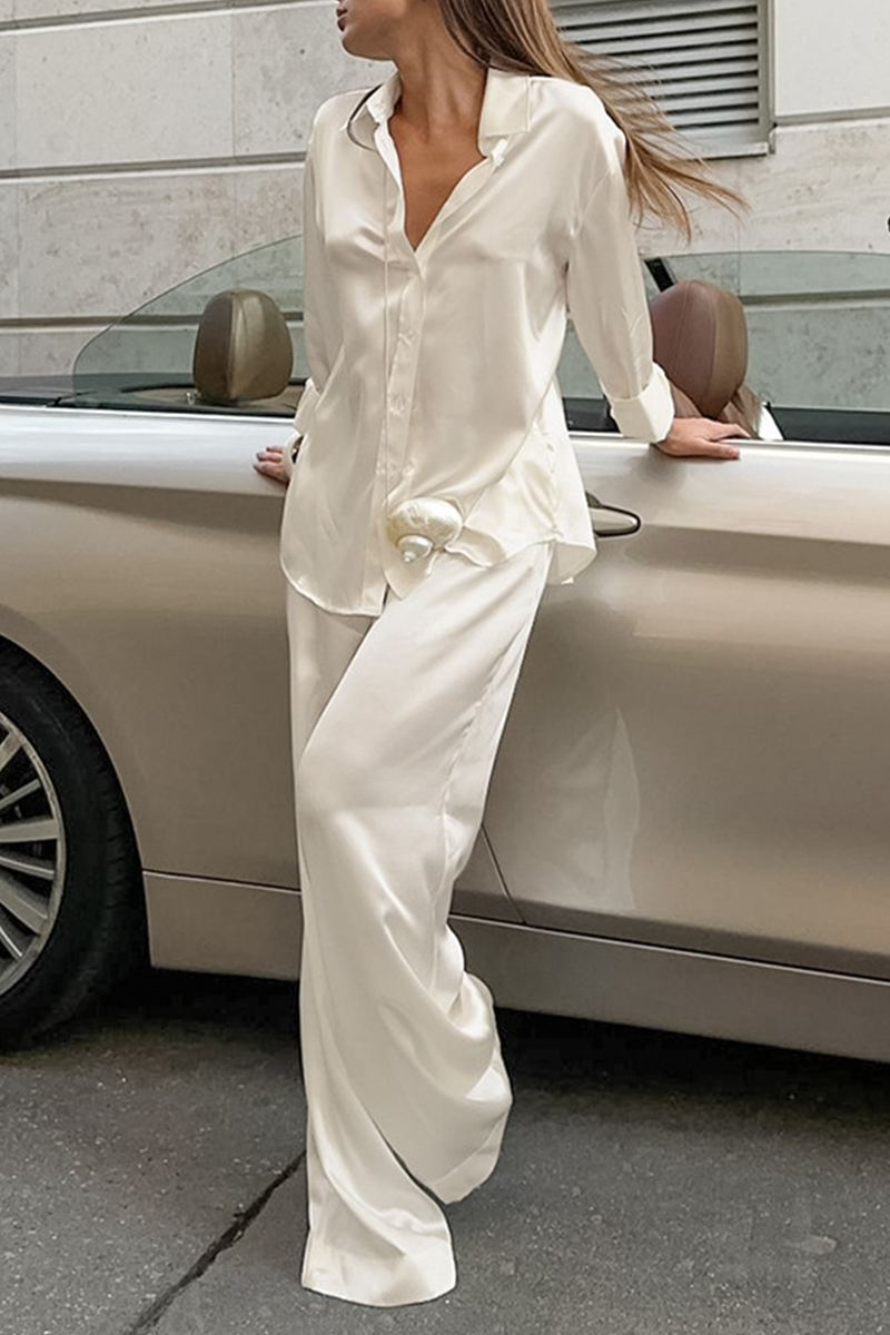 Street Buttons Turndown Collar Long Sleeve Two Pieces