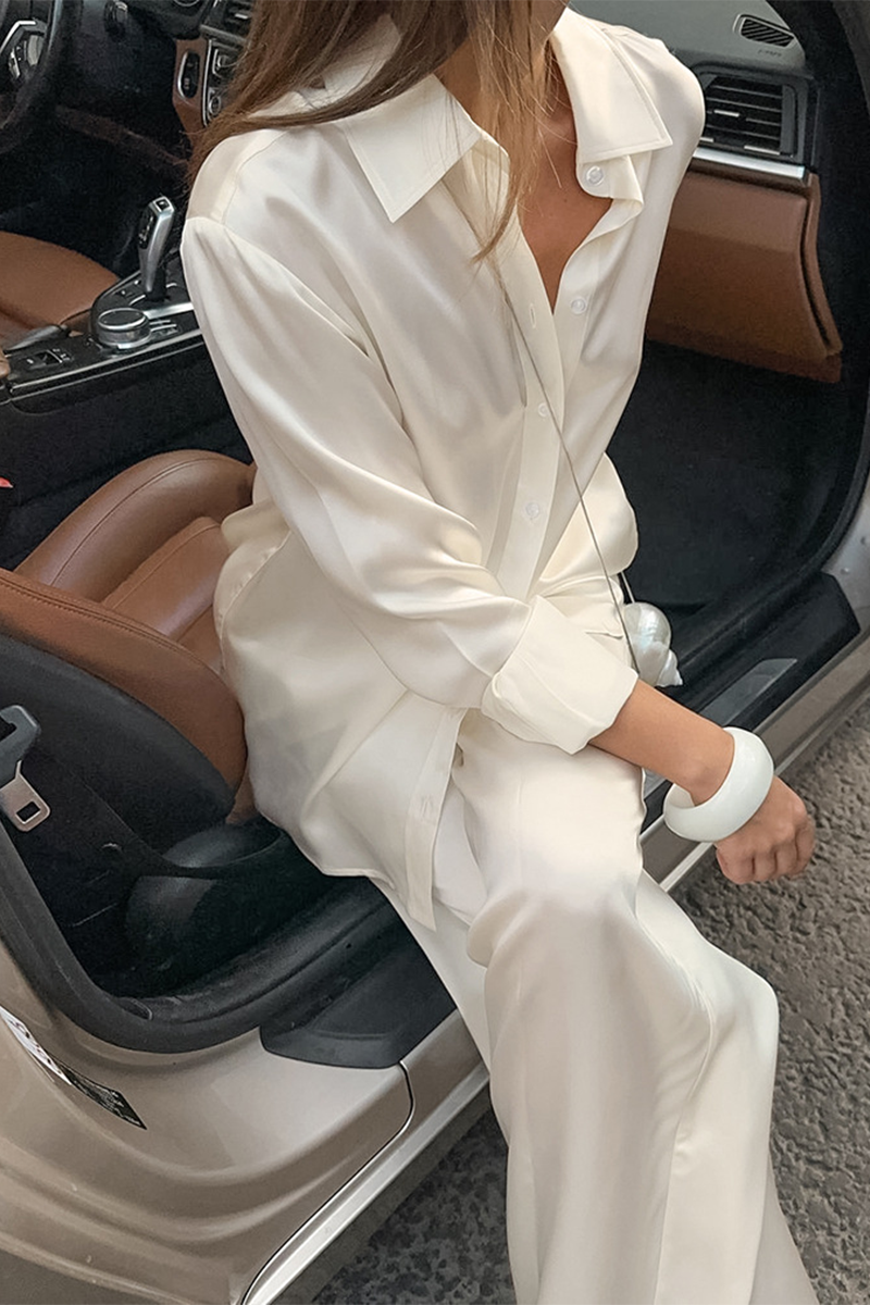 Street Buttons Turndown Collar Long Sleeve Two Pieces