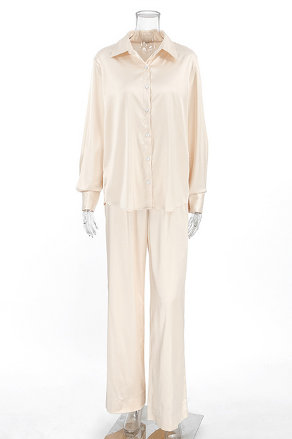 Street Buttons Turndown Collar Long Sleeve Two Pieces