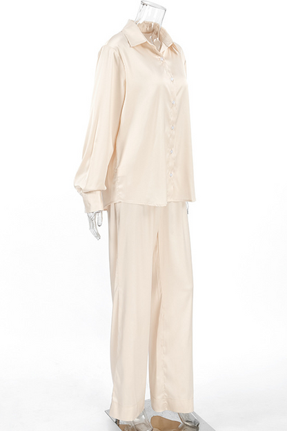 Street Buttons Turndown Collar Long Sleeve Two Pieces