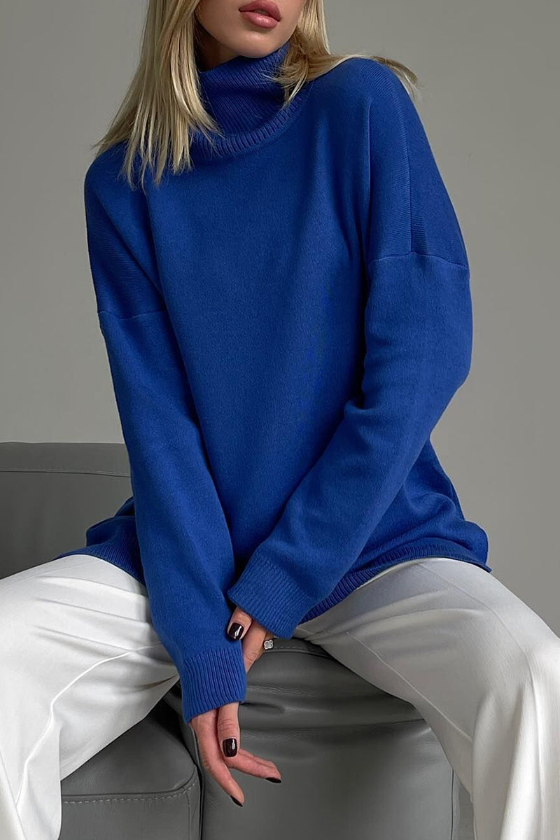 Color Slit Turtleneck Sweaters(8 Colors)