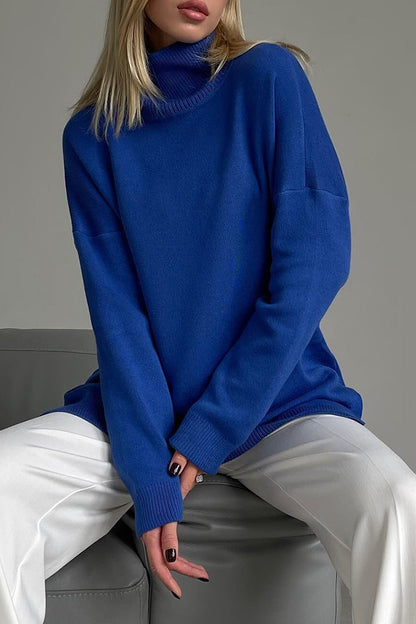 Color Slit Turtleneck Sweaters(8 Colors)