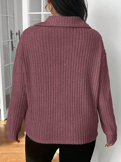 Fuzzy Collar Quarter Zip Cozy Sweater