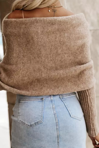 Color Irregular V Neck Sweaters(3 Colors)