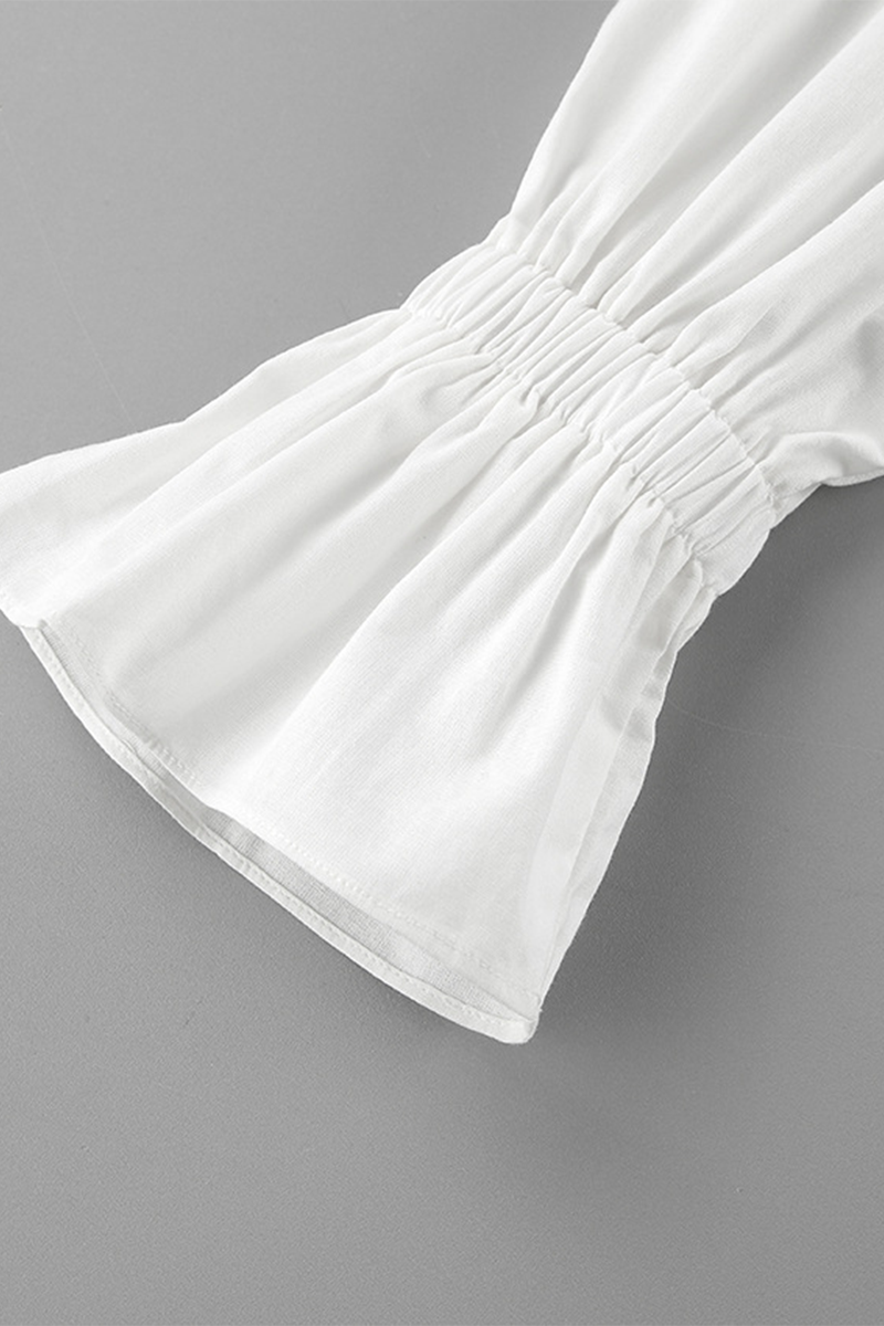 Color Ruffle V Neck Blouses