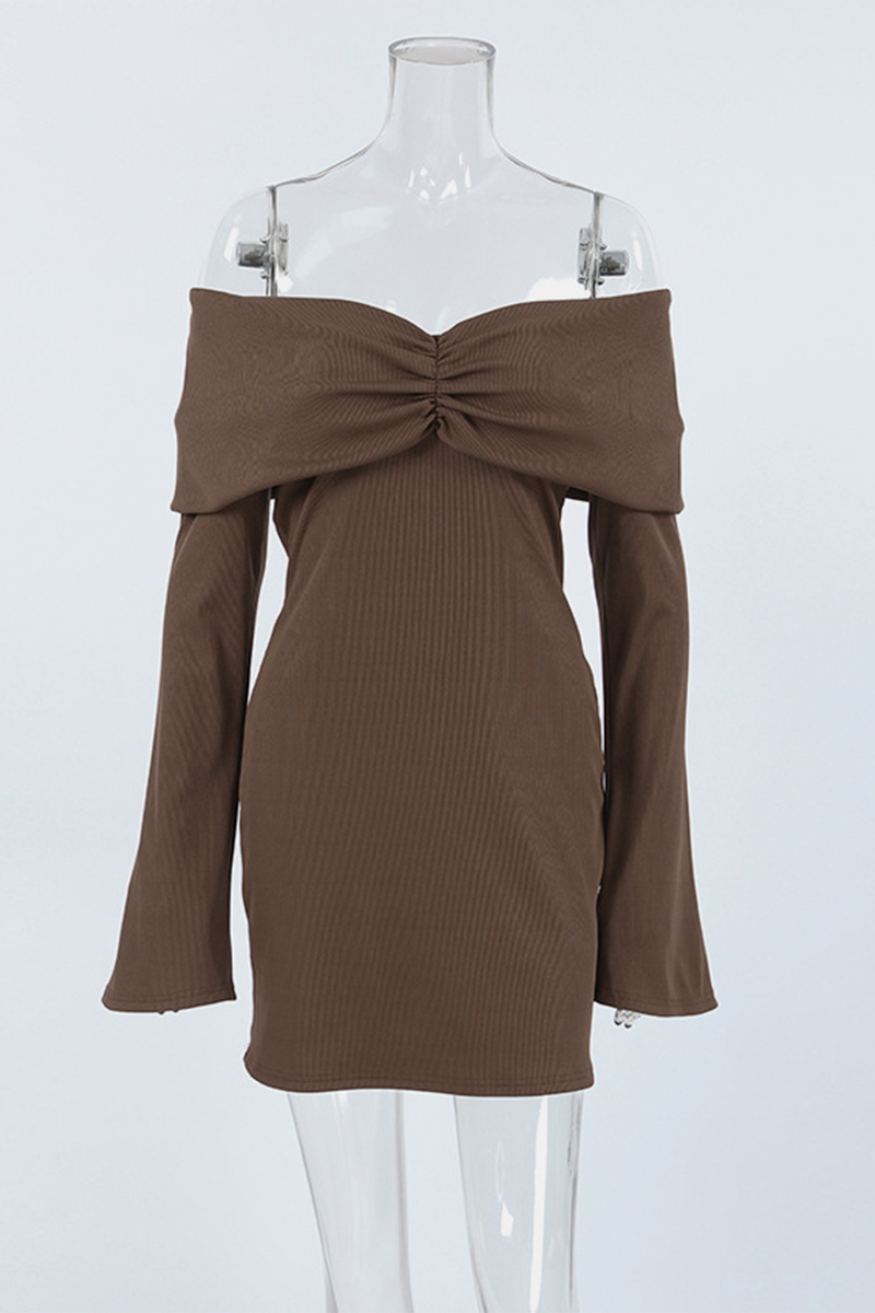 Ruched Off Shoulder Wrapped Skirt Dresses
