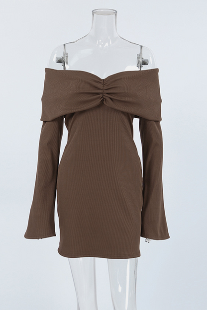 Ruched Off Shoulder Wrapped Skirt Dresses