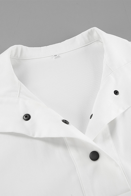 Street Draw String Pocket Buttons Turndown Collar Long Sleeve Two Pieces