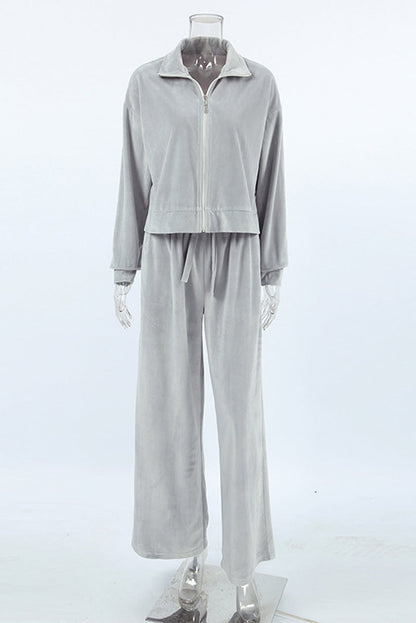 Street Pocket Lace Up Turndown Collar Long Sleeve Two Pieces