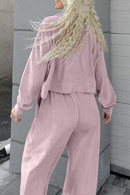 Street Pocket Lace Up Turndown Collar Long Sleeve Two Pieces