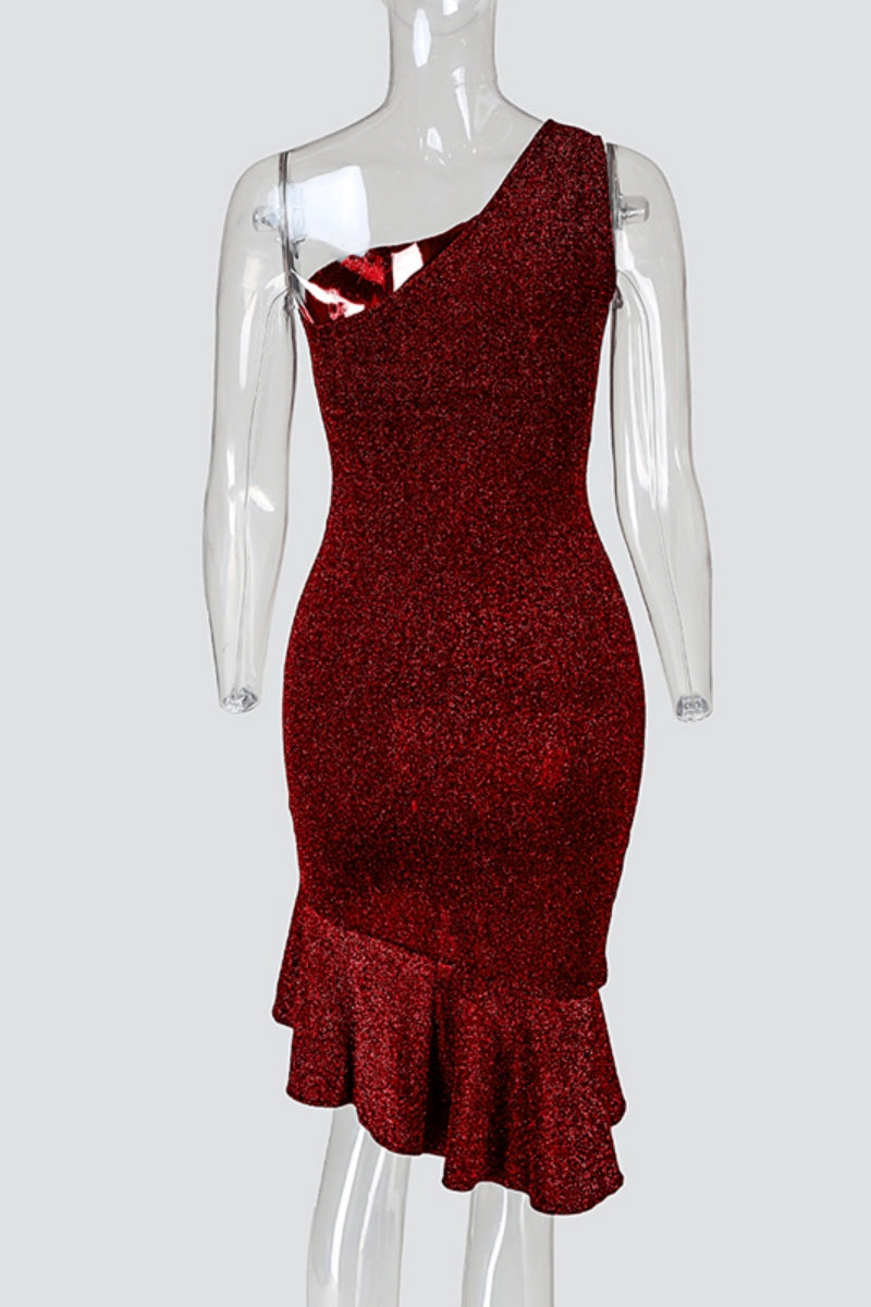 Party Hot Club Backless Irregular Oblique Collar Wrapped Skirt Dresses